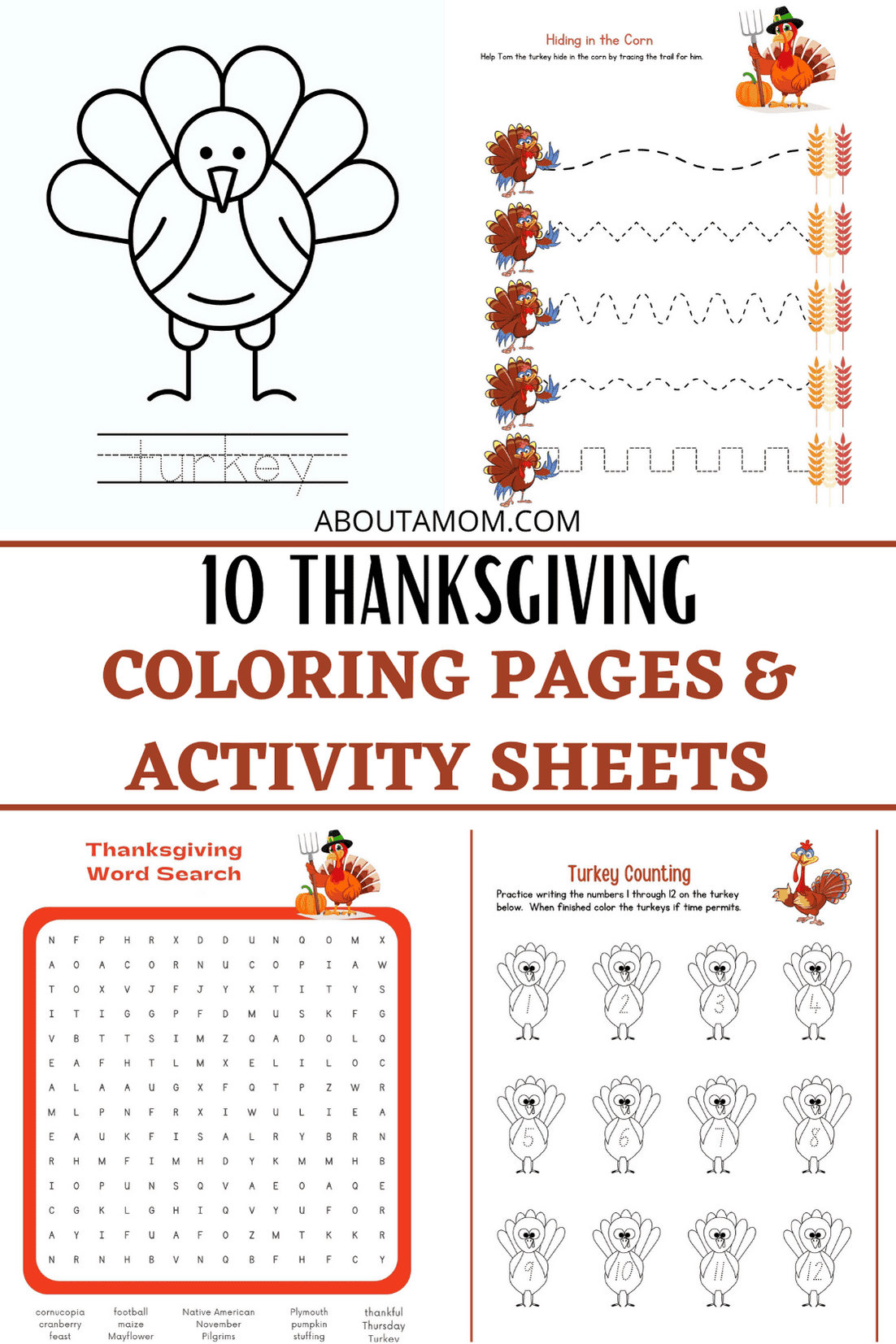 10 Free Thanksgiving Coloring Pages U0026 Activity Sheets About A Mom