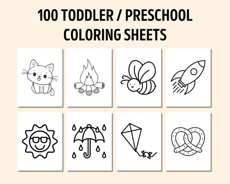 100 Printable Preschool Coloring Toddler Coloring Toddler Activities Cute Coloring Pages Kids Simple Coloring Sheets Homeschool Etsy