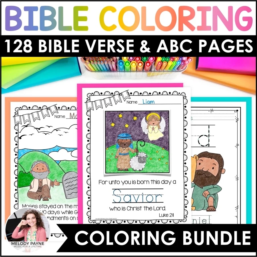 128 Bible Coloring Pages For Kids Bible Characters ABCs Verses U0026 Handwriting Bundle Melody Payne Music For A Lifetime