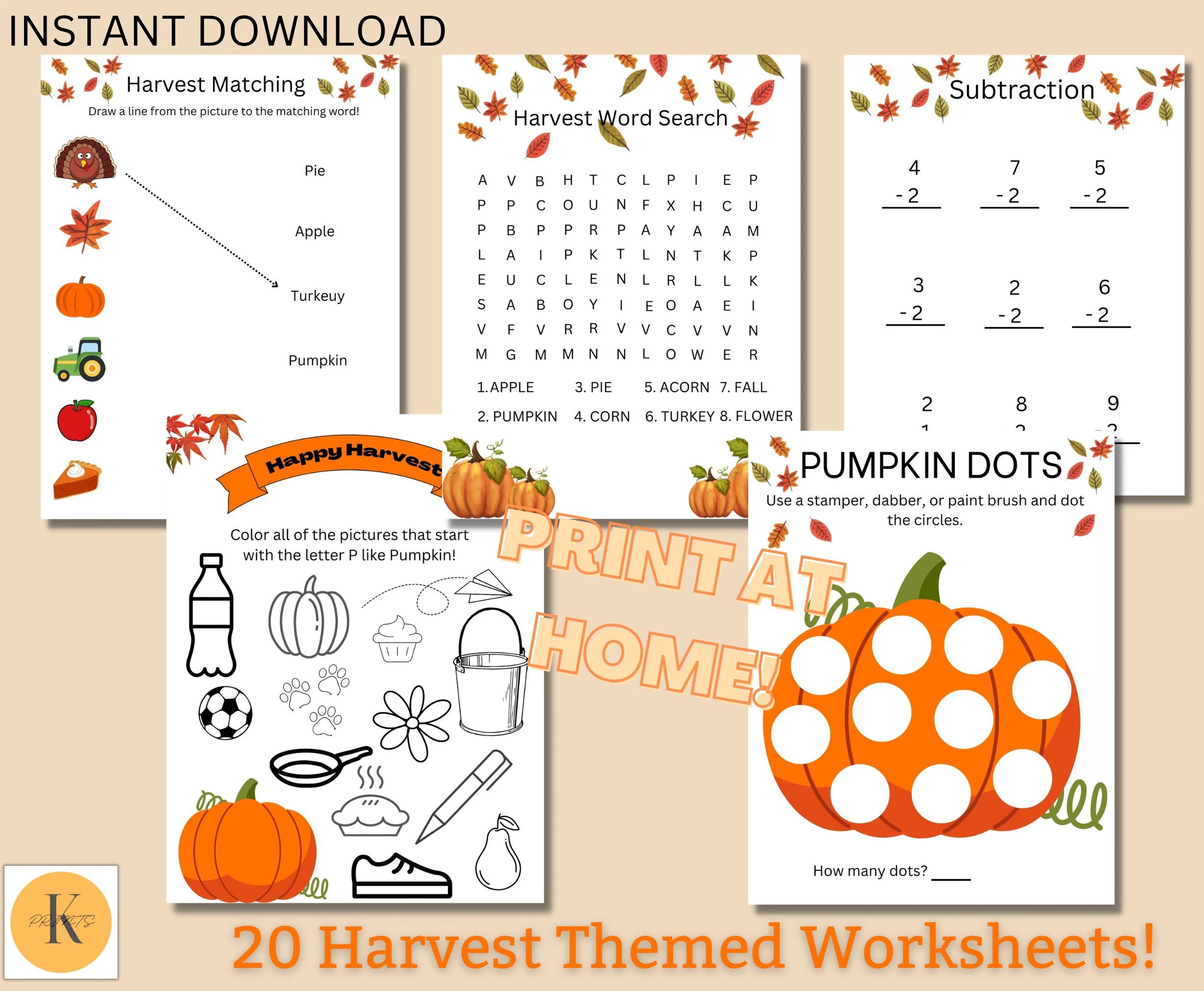 20 Digital Fall Harvest Themed Worksheets Elementary Worksheets 