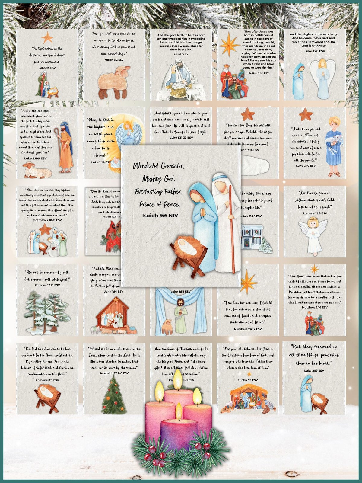 25 Bible Verses For Christmas with Advent Cards Healing Home