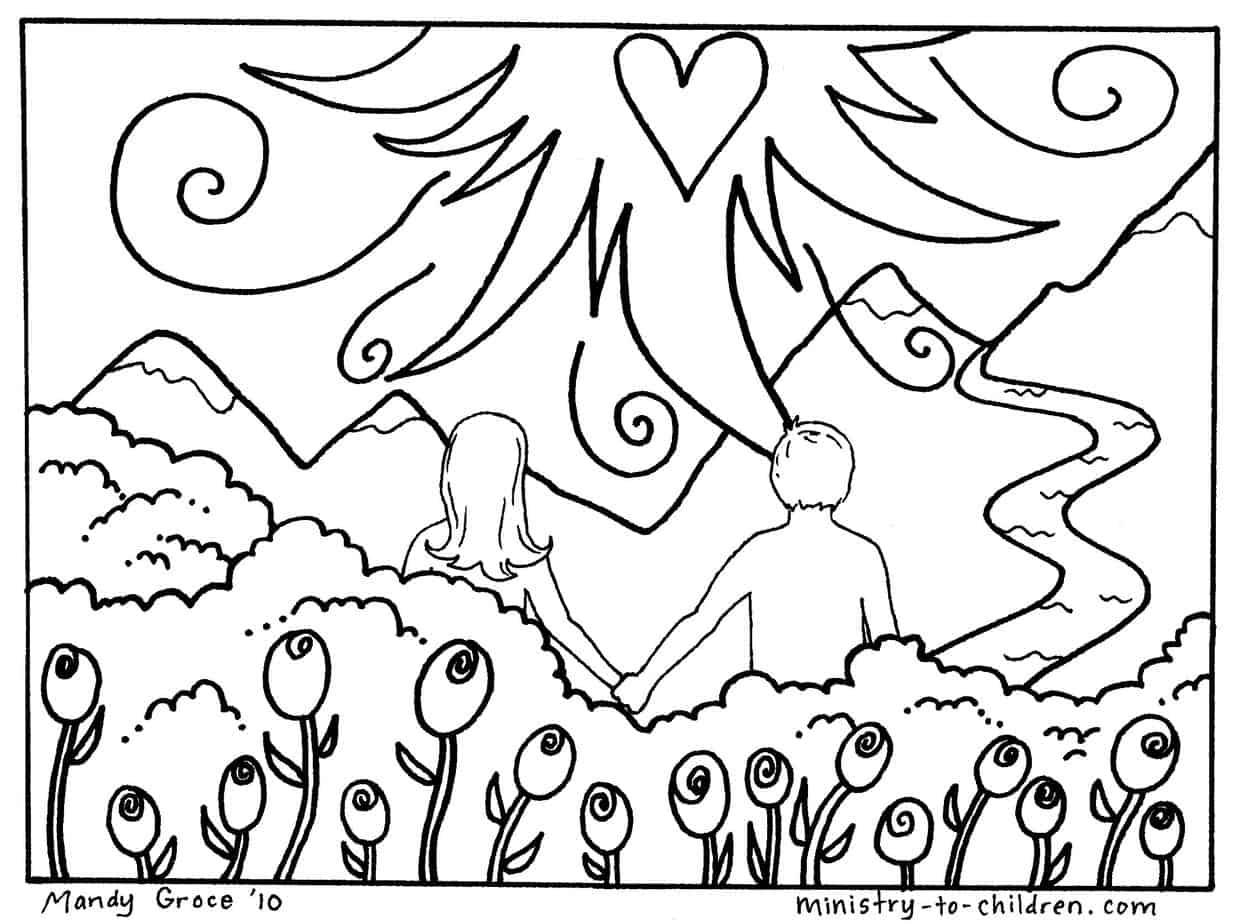 Adam And Eve Coloring Page For Preschoolers