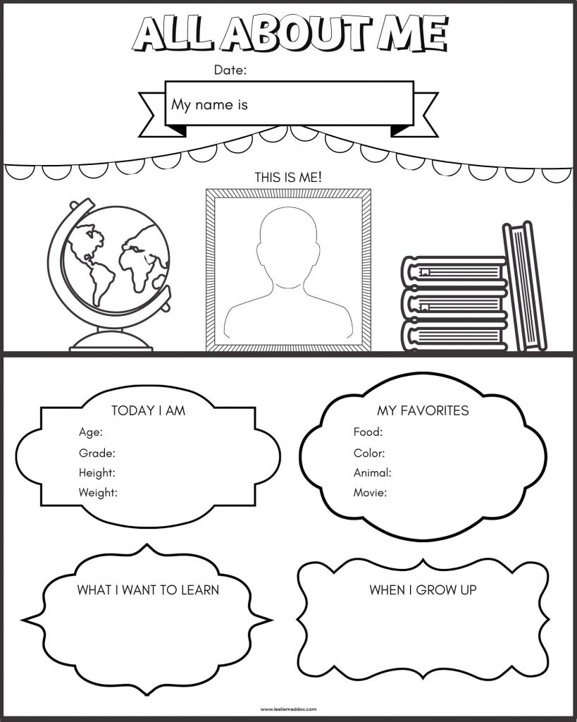 All About Me Printable Coloring Page Leslie Maddox