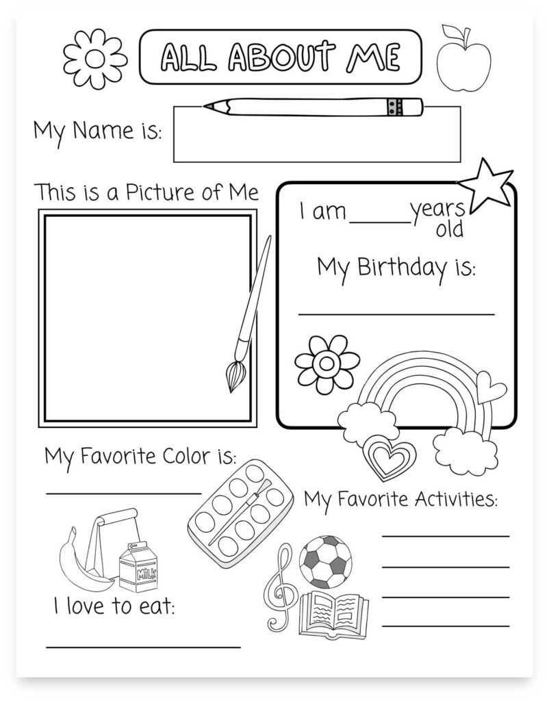 All About Me Printable Preschool Worksheet Free PDF 