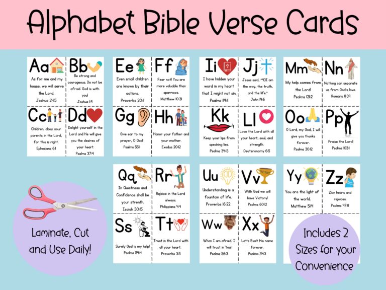 Alphabet Bible Verse Flashcards Printable ABC Cards digital Download Etsy