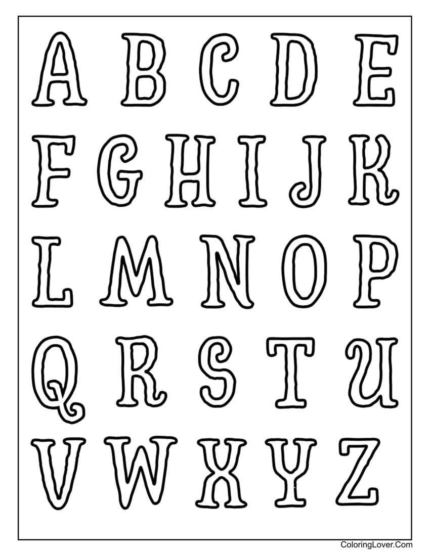 Alphabet Coloring Pages Free Printable A Z Letters In PDF 