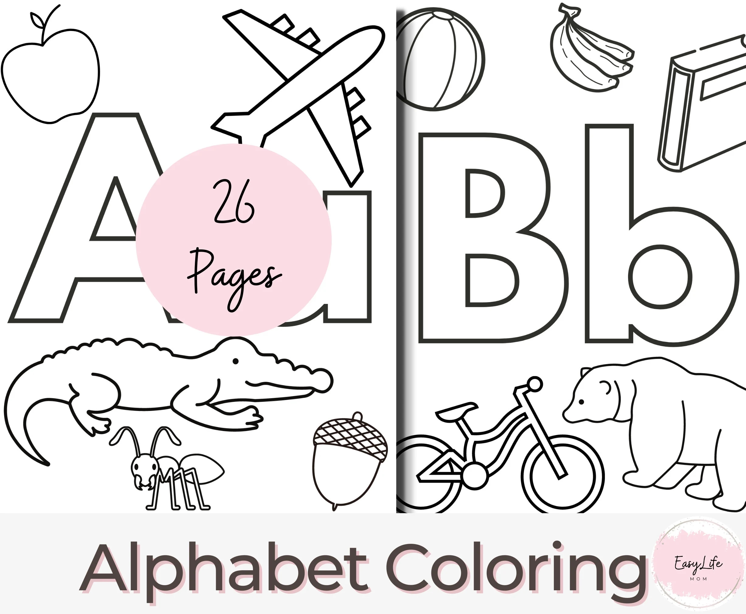 Alphabet Coloring Pages Preschool Alphabet Coloring Page Preschool Alphabet Kindergarten Homeschool Printables Coloring Page ABC Etsy