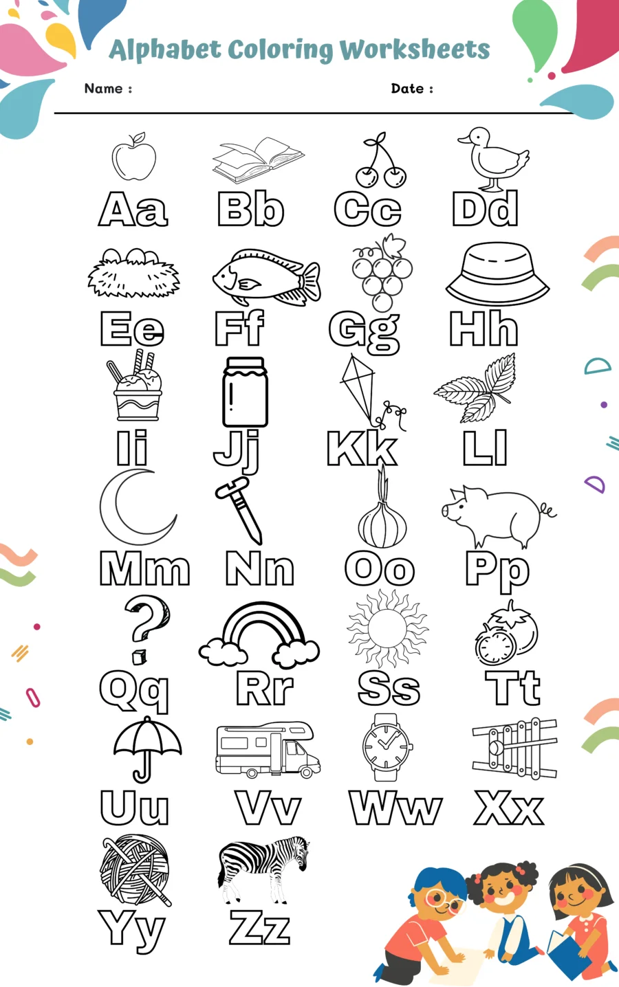 Alphabet Coloring Worksheets WorksheetsGO