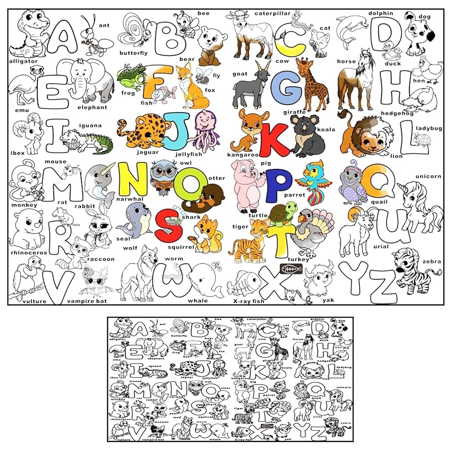 Amazon ALEX Art Large Coloring Posters For Toddlers Alphabet Wall Coloring Poster For Kids Ages 4 8 2 4 Big Giant Sheet To Color Fun ABC Activities At Classroom Jumbo