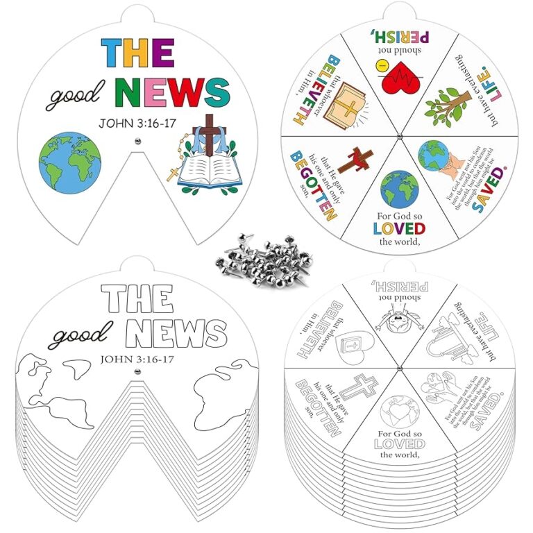 Amazon COcnny Religious Christian Craft Activities 24 Sets John 3 16 Coloring Crafts For Kids Color Your Own Bible Wheel Cards DIY Jesus Biblical The Good News Art Paper Game For Sunday