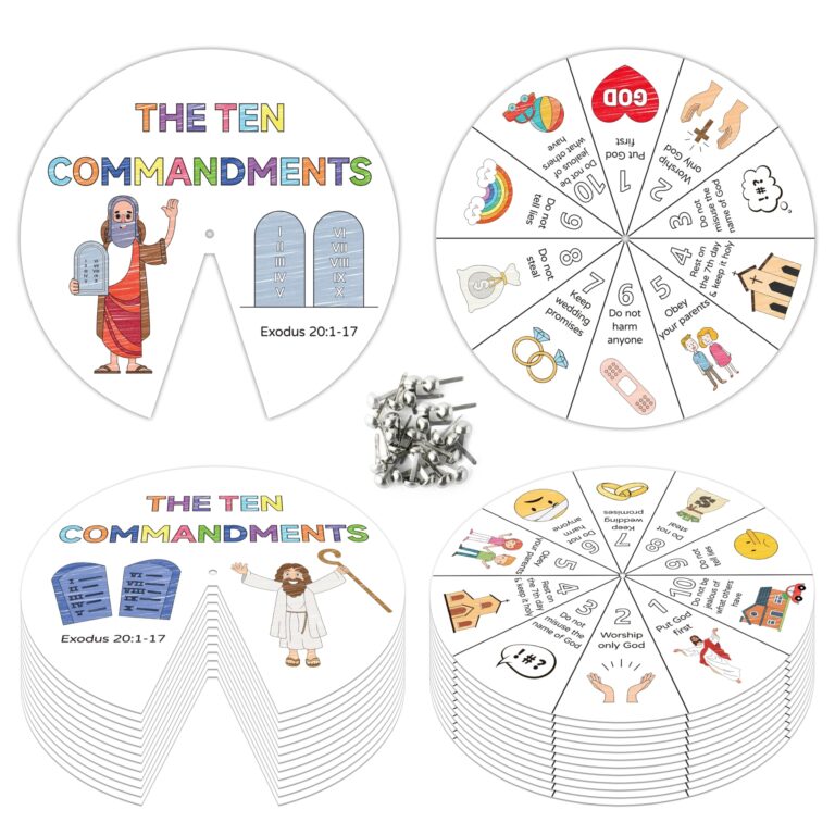 Amazon COcnny Ten Commandments Coloring Craft 24 Sets Color Your Own Religious Art Wheel Kit For Kids 10 Commandments DIY Craft Art Cards For Sunday School Christian Classroom Home Activities VBS