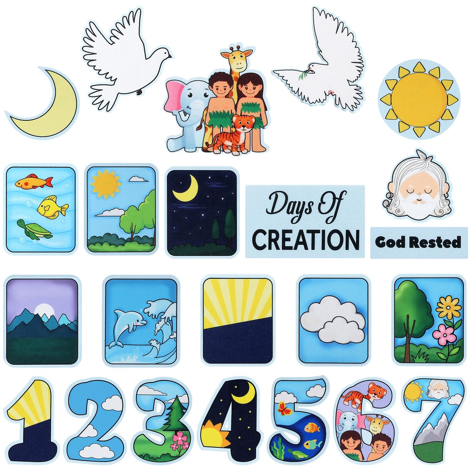 Amazon Creation Story Felt Board Days Of Creation 23 Precut Flannel Felt Bible Storyboard Sets For Preschool Kindergarten Toddlers Kids Toys U0026 Games