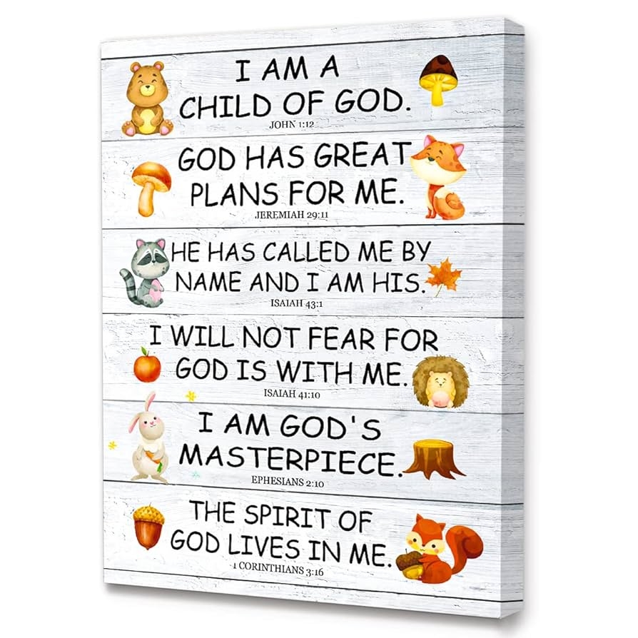 Amazon LISTNGBO Bible Verses Canvas For Kids I Am Child Of God Scripture Wall Art Christian Religious Wall Decor Ready To Hang For Nursery Classroom Bedroom 12 Amazon LISTNGBO Bible Verses Canvas For Kids I Am Child Of God Scripture Wall Art Christian Religious Wall Decor Ready To Hang For Nursery Classroom Bedroom 12