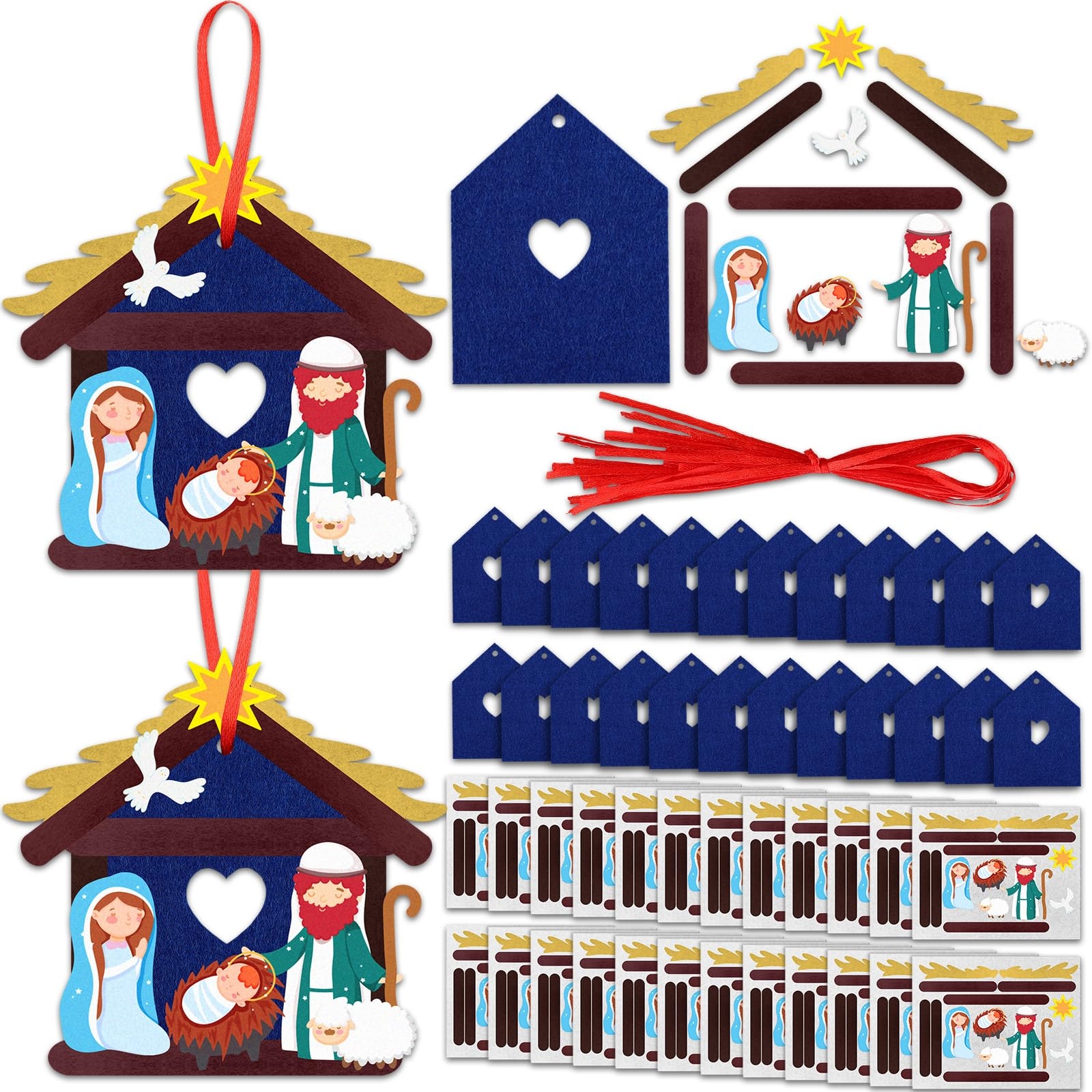 Amazon Oudain 24 Sets Nativity Crafts For Kids DIY Christian Religious Christmas Nativity Ornaments Jesus Birth Felt Crafts For Kids Christmas And Fun Preschool Classroom Activities Toys U0026 Games