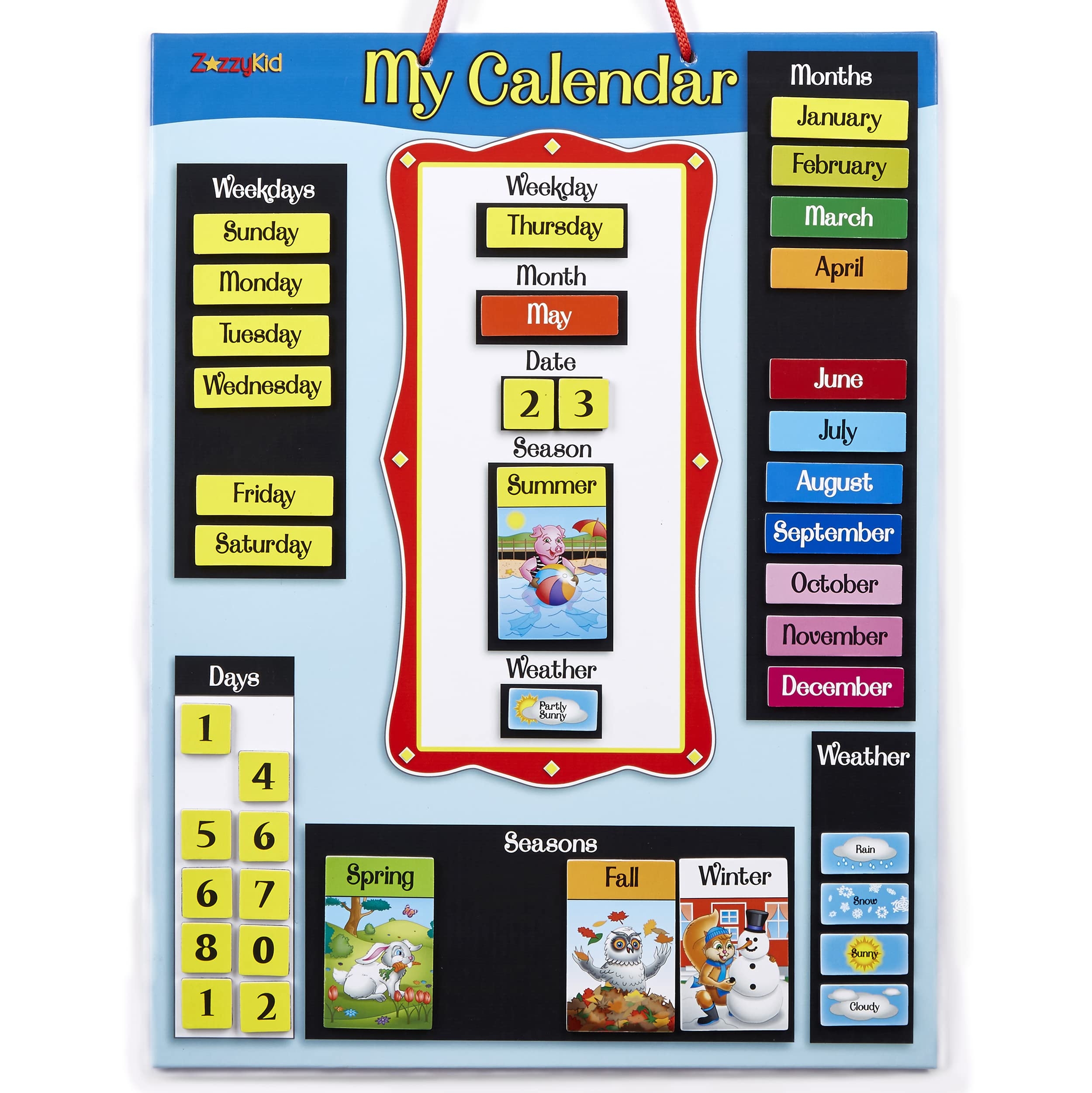Amazon ZazzyKid Magnetic Calendar U0026 Weather Chart For Kids 