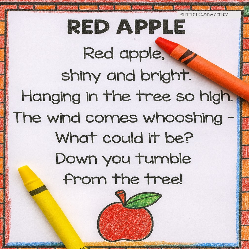 Preschool Apple Poems Preschool Apple Poems