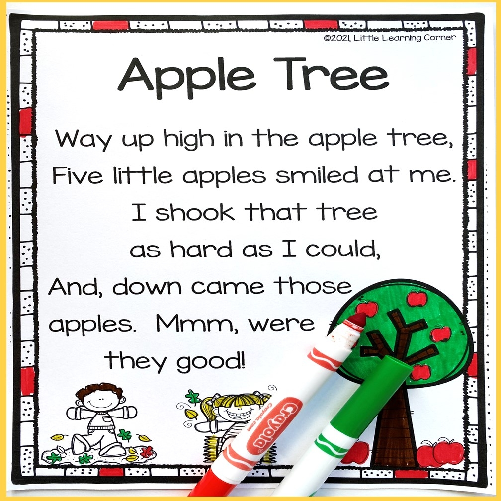 Apple Poems For Kids Fun Fall Rhymes Freebie Little Learning Apple Poems For Kids Fun Fall Rhymes Freebie Little Learning
