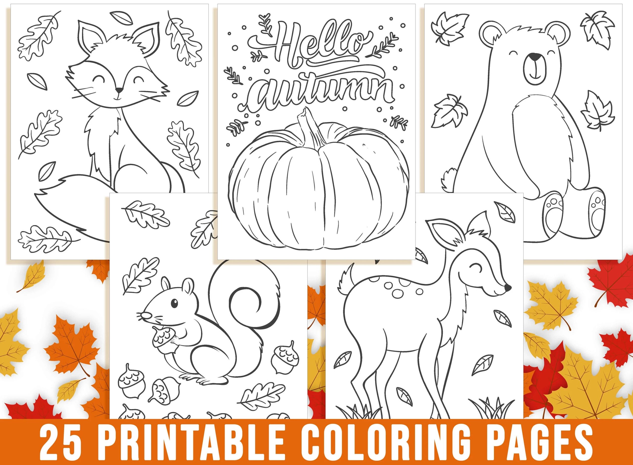Autumn Coloring Book For Kids High resolution PDF With Fall 