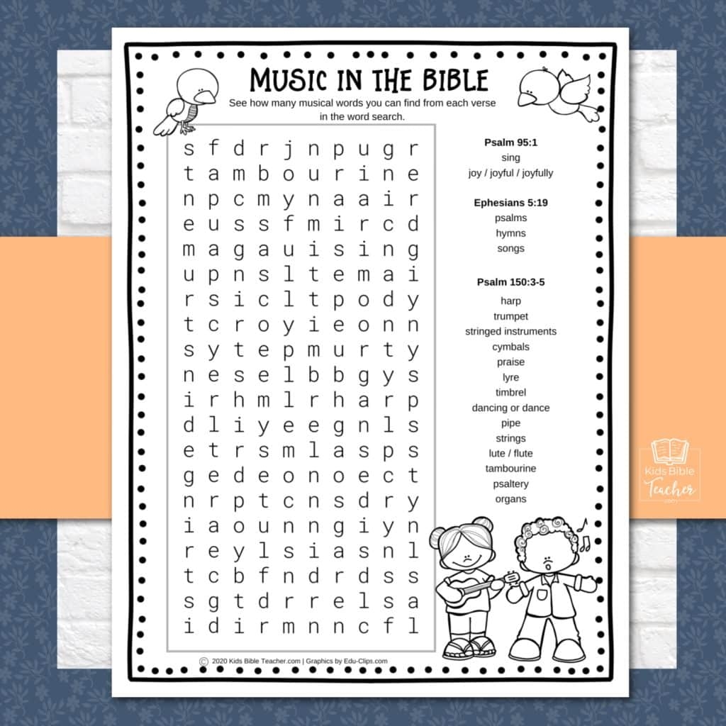 Bible Activity Pages About Music Kids Bible Teacher Bible Activity Pages About Music Kids Bible Teacher