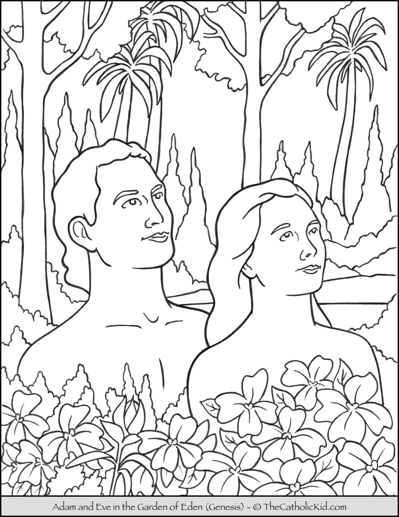 Bible Coloring Page Adam And Eve In The Garden Of Eden TheCatholicKid