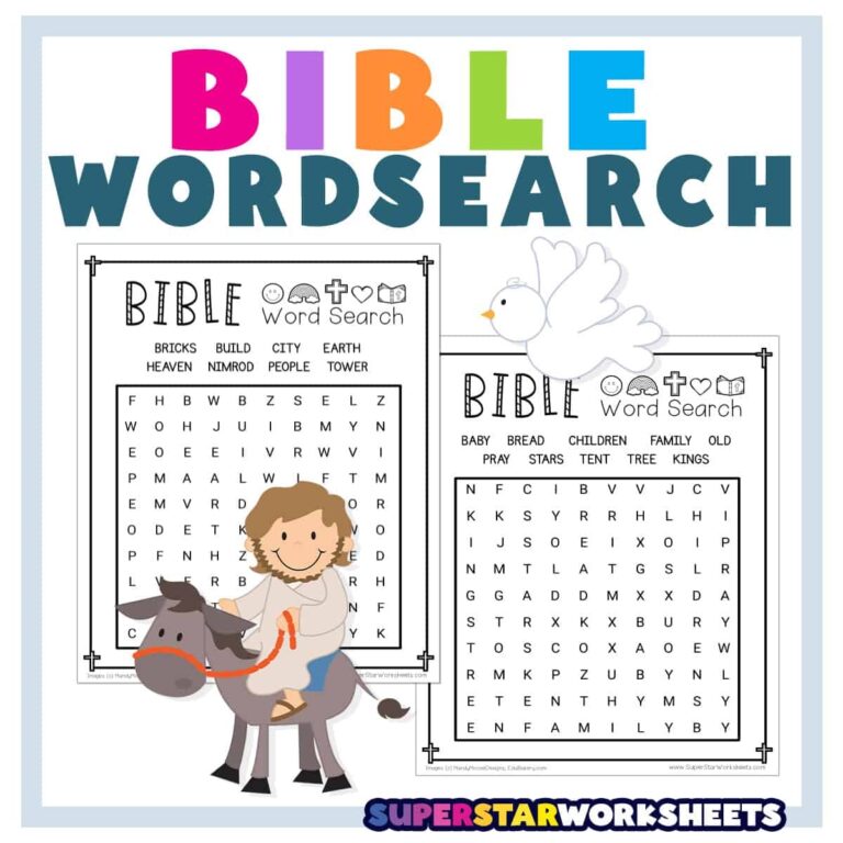 Bible Word Search Superstar Worksheets