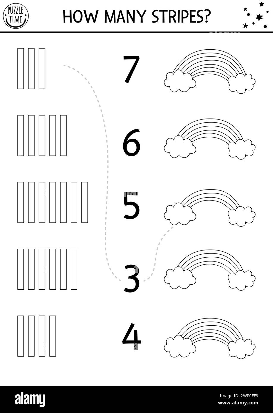 Black And White Match The Numbers Unicorn Game With Rainbow Clouds Stripes Magic Or Fairytale Math Activity For Preschool Kids Fantasy World Learn Stock Vector Image U0026 Art Alamy