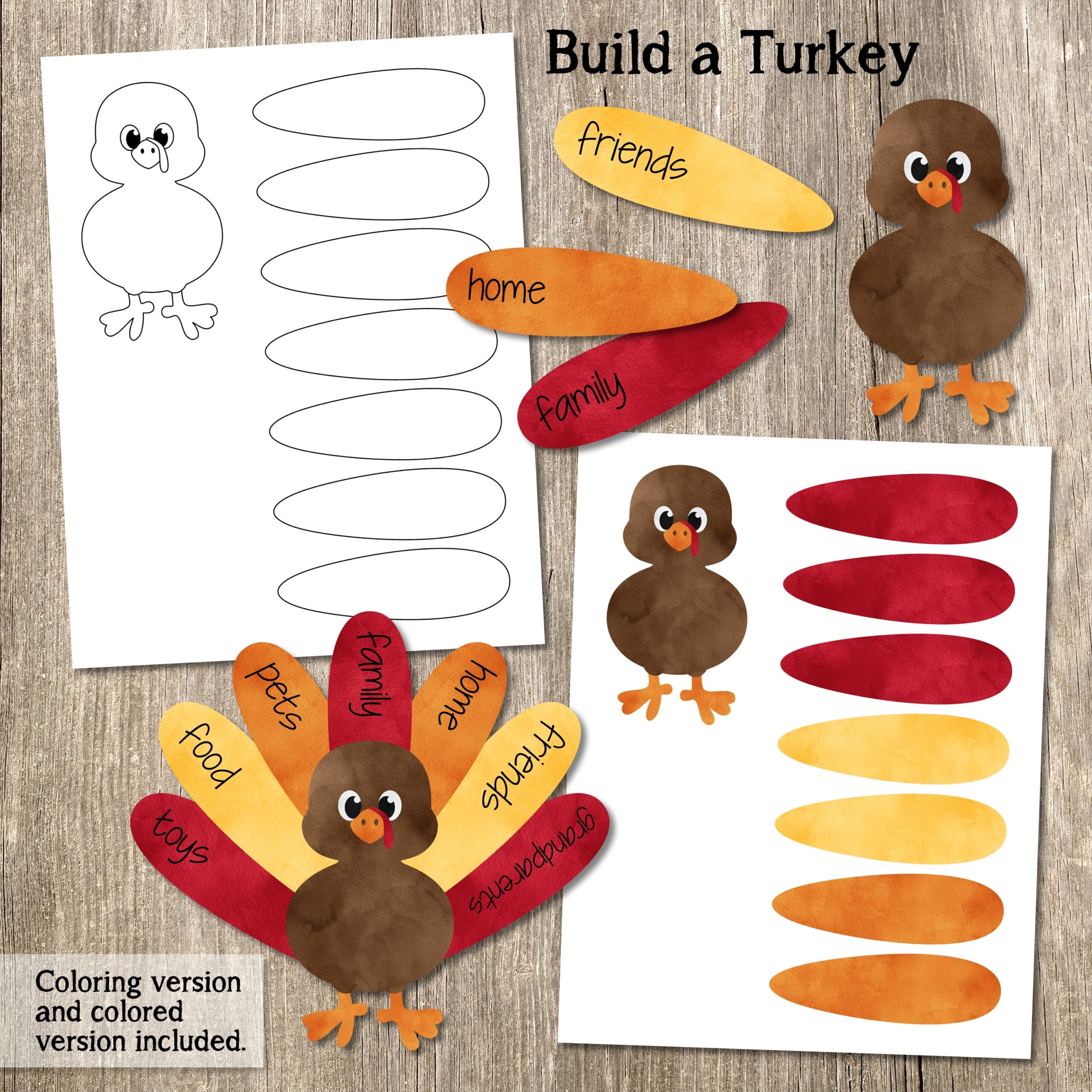 Build A Turkey Kid s Craft Printable Thanksgiving Craft Printable Turkey Craft Thanksgiving Printable Thanksgiving Activity Printable
