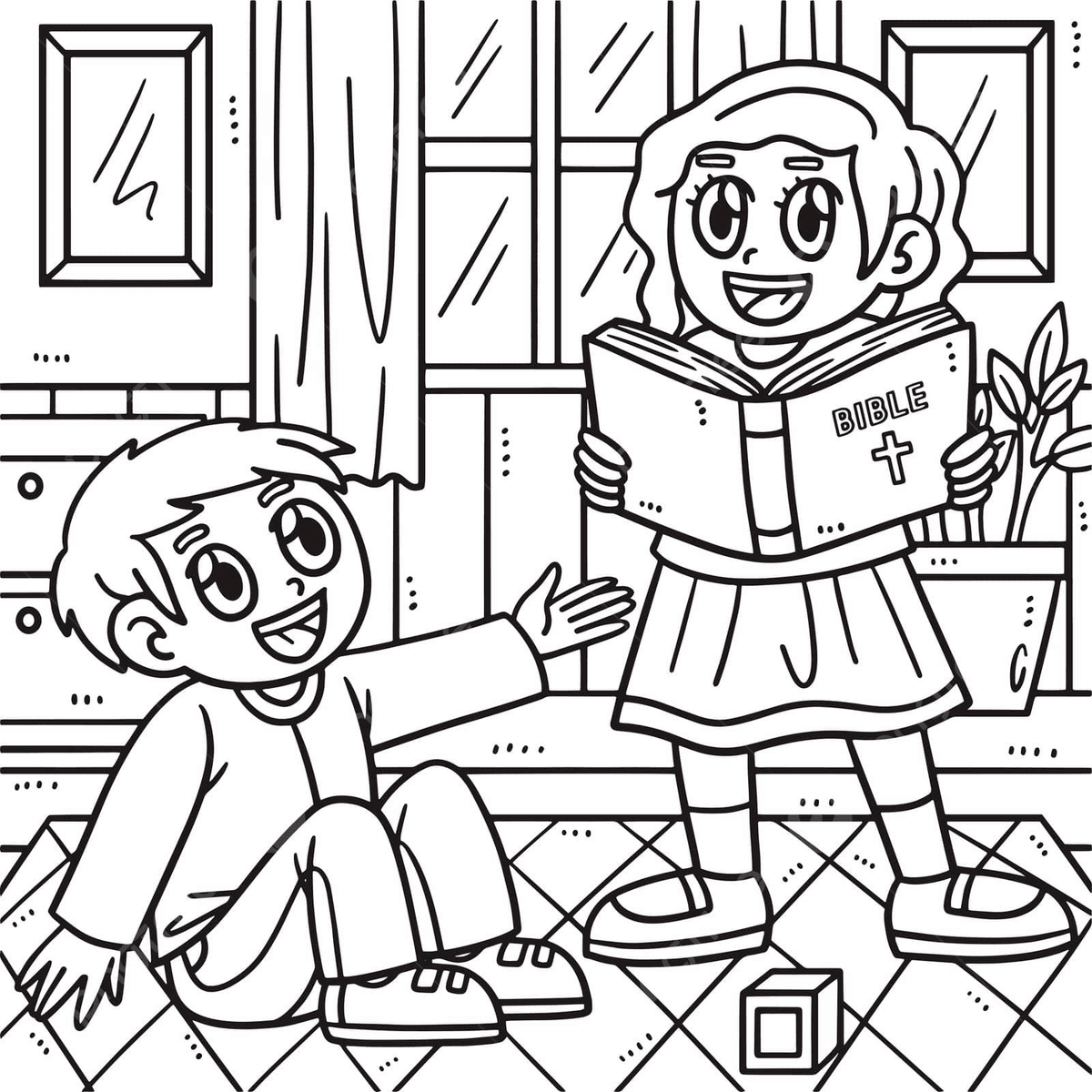 Christian Children Reading Bible Coloring Page Religious Coloring Color Vector Ring Drawing Bible Drawing Religious Drawing Illustration Background And Wallpaper For Free Download Pngtree
