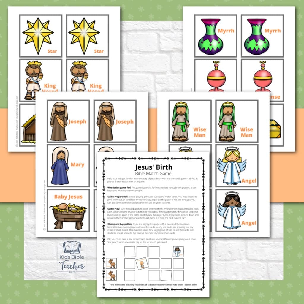 Christmas Bible Matching Game With Cards Nativity Memory Game Kids Bible Teacher