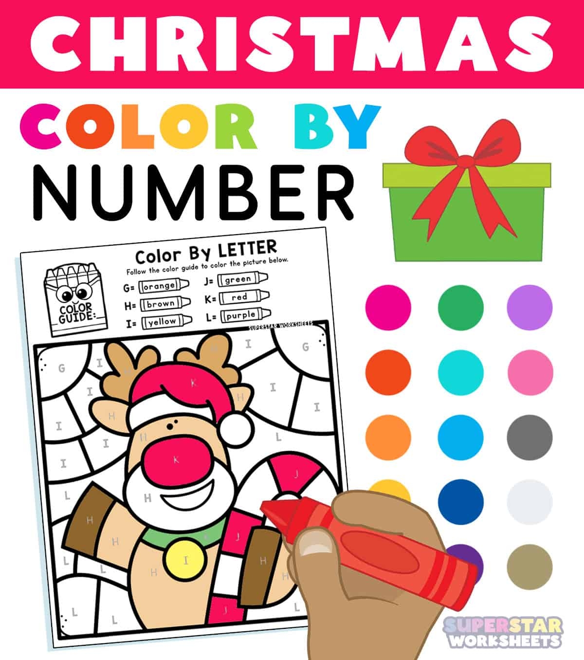 Christmas Color By Number Superstar Worksheets