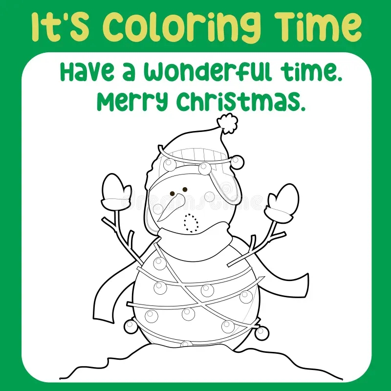 Christmas Coloring Page Coloring Time Activity For Kids The Snowman Stock Vector Illustration Of Kawaii Funny 261659006