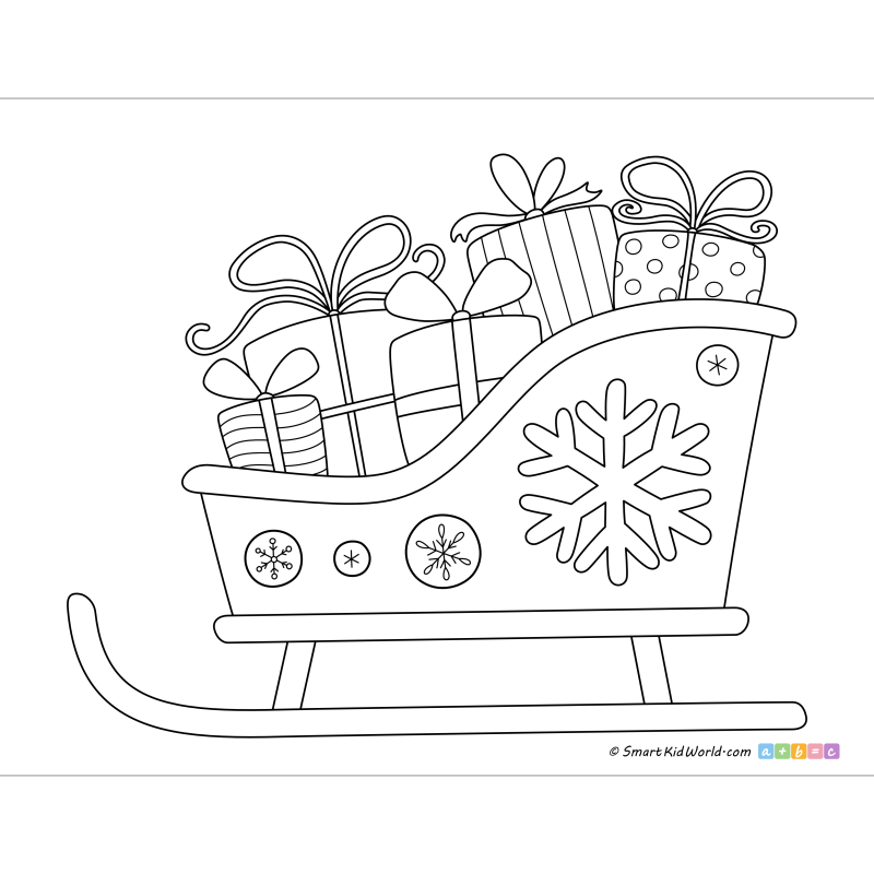 Christmas Sleigh Full Of Presents Printable Coloring Pages For 