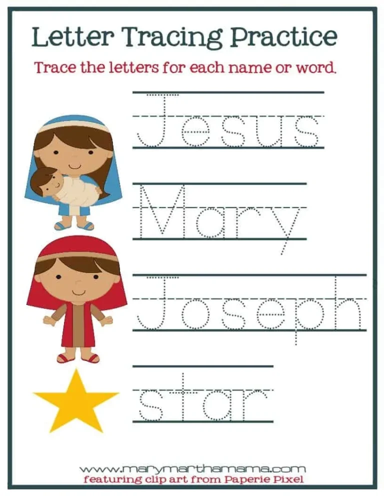 Christmas Worksheets For Preschoolers Jesus Birth Mary Martha Mama