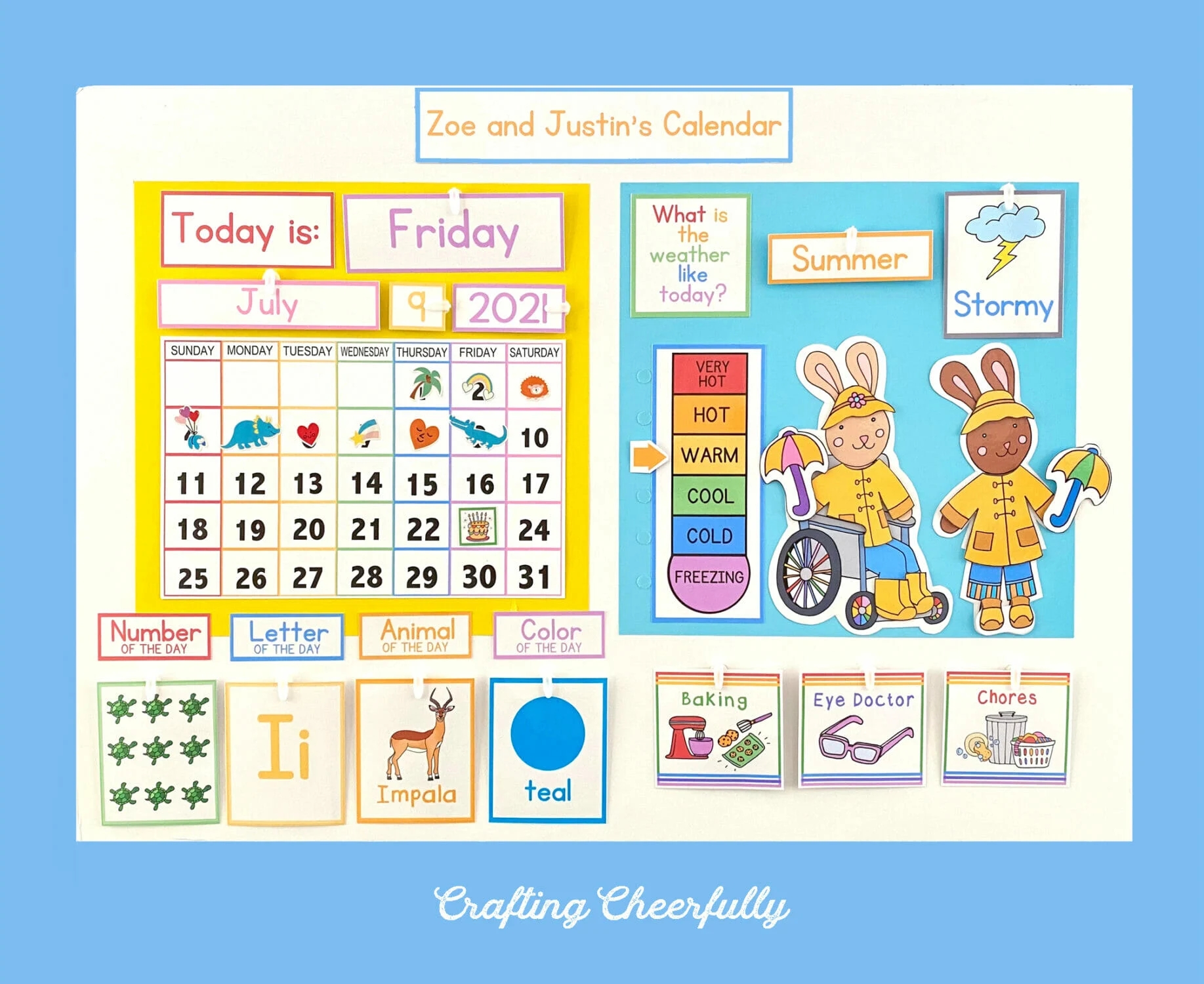 DIY Calendar Morning Board Free Printables Crafting Cheerfully