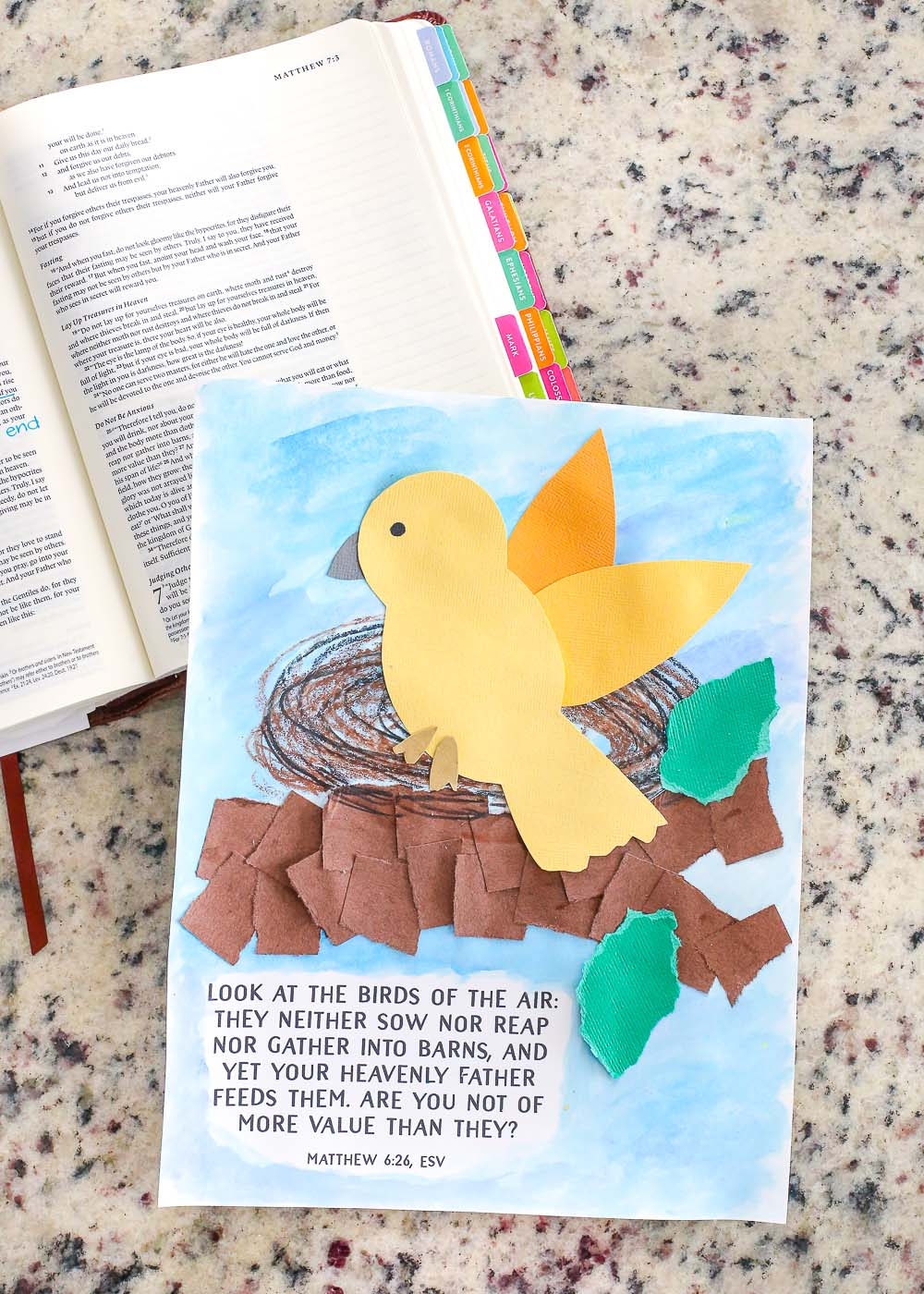 Do Not Worry Bird Craft For Kids from Matthew 6 26 The Littles U0026 Me