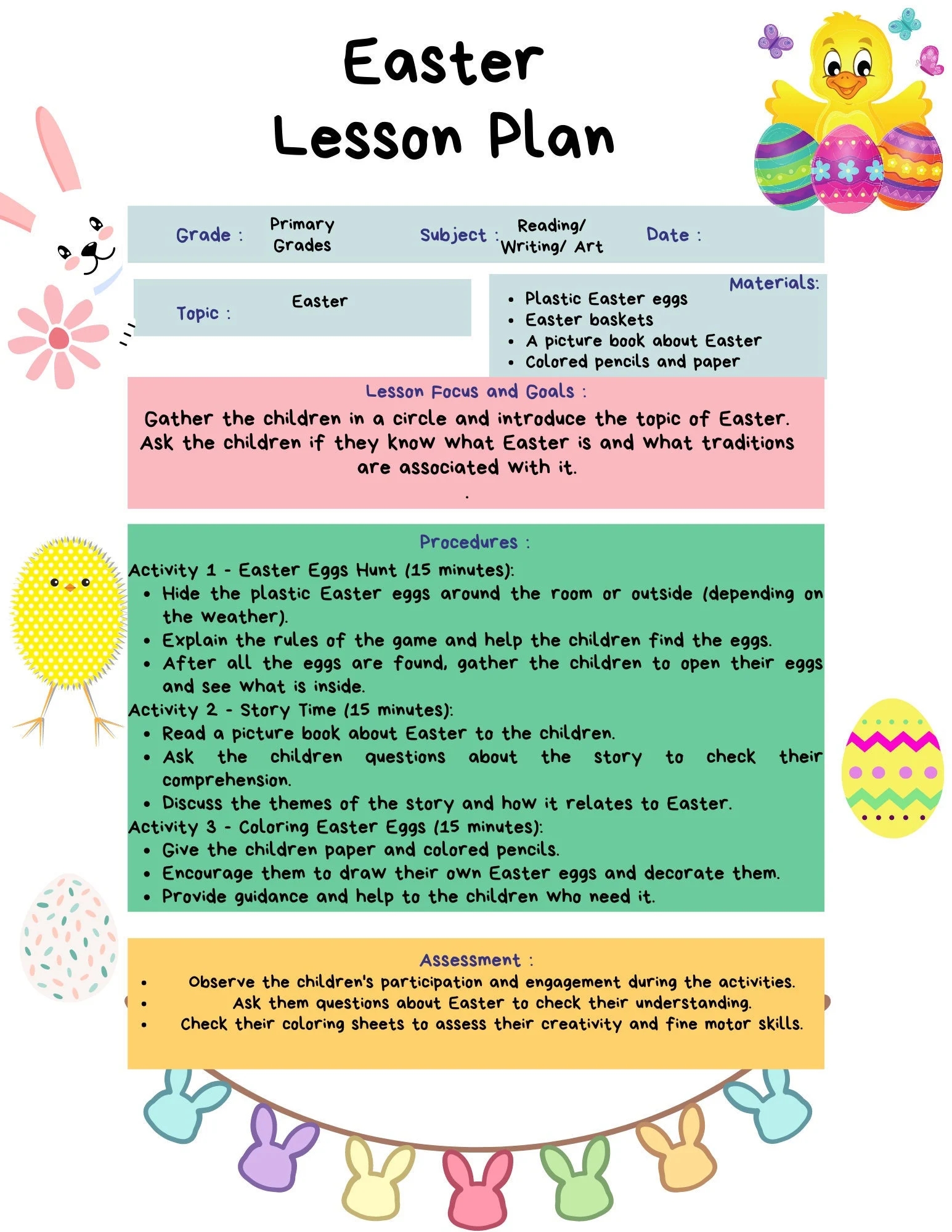 Easter Lesson Plan Primary Grades Lesson Easter Stations 