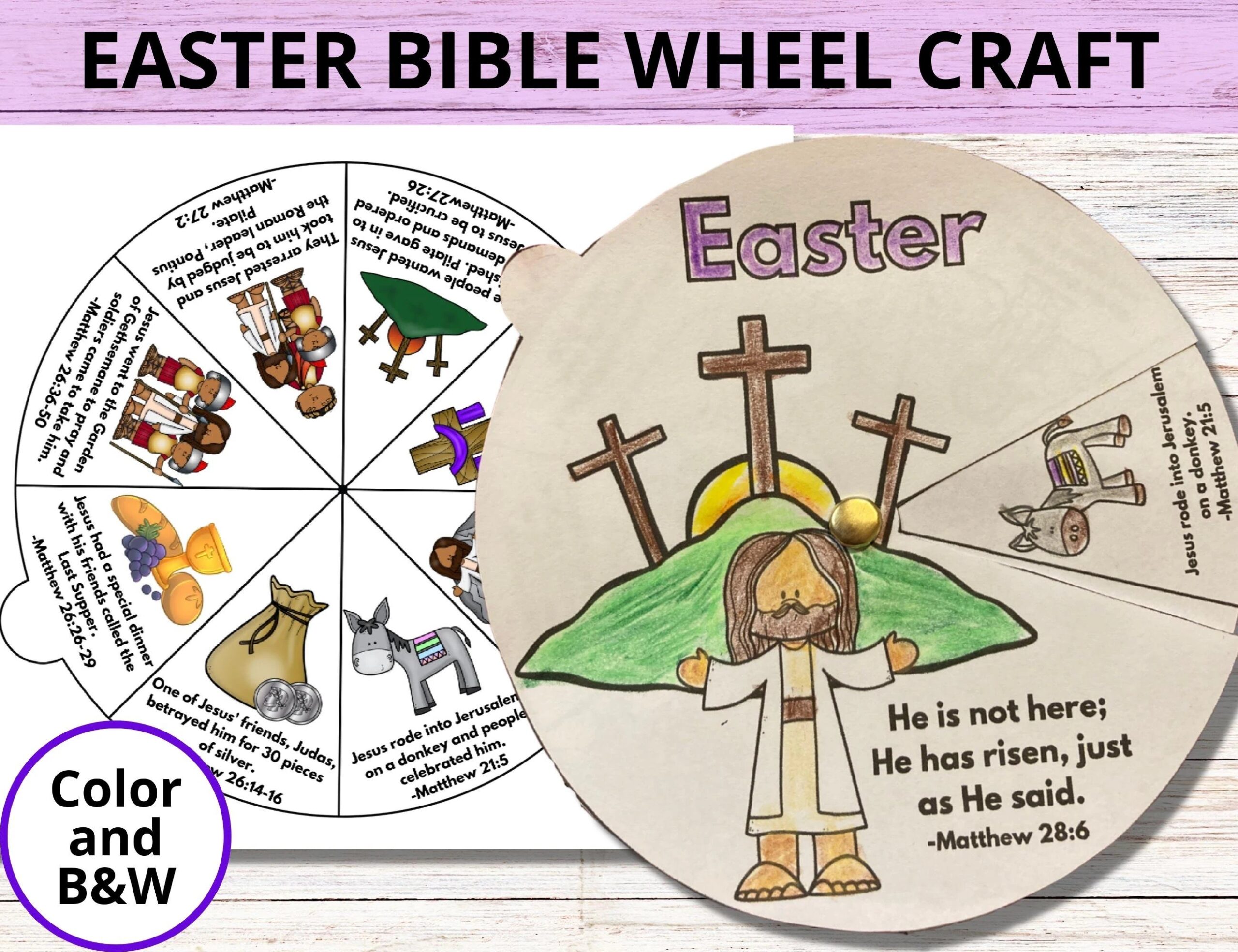 Easter Sunday School Craft Easter Bible Story Coloring Wheel Holy Week Bible Activity He Is Risen Printable Bible Spinner Lesson For Kids Etsy Easter Sunday School Craft Easter Bible Story Coloring Wheel Holy Week Bible Activity He Is Risen Printable Bible Spinner Lesson For Kids Etsy
