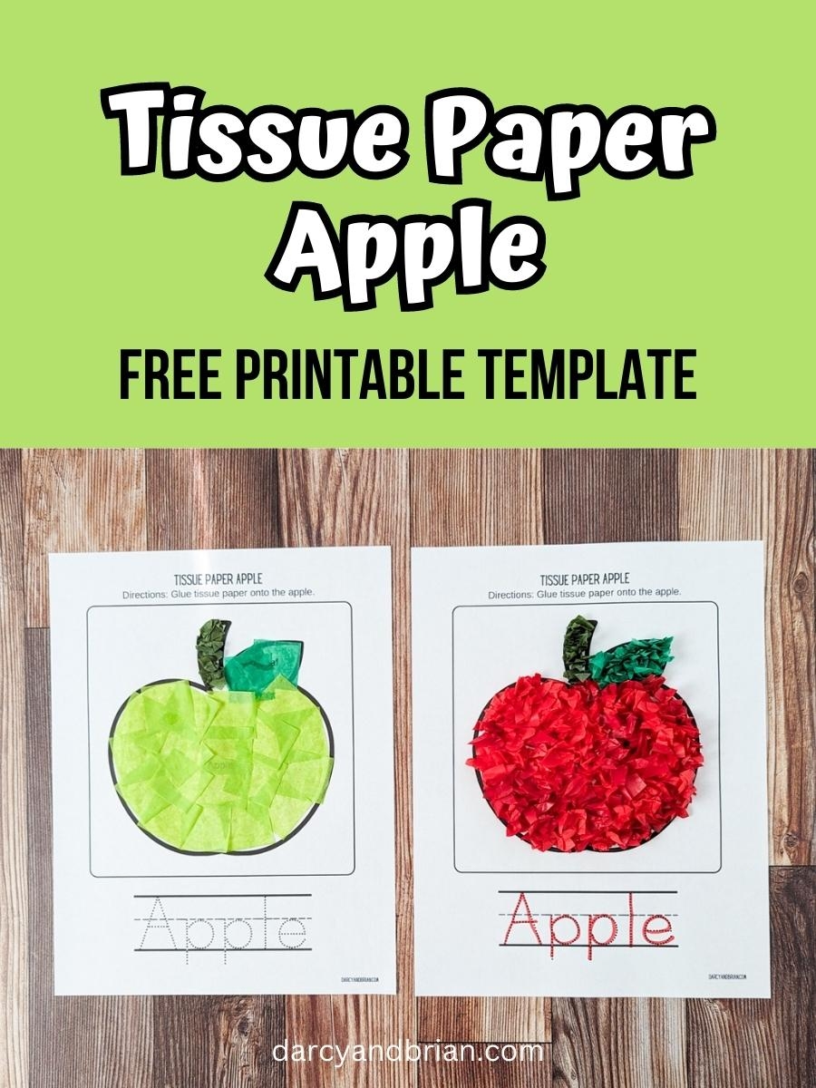 Easy Tissue Paper Apple Craft For Preschoolers Free Template