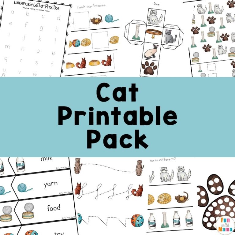 Educational And Fun Cat Printable Pack Preschool Worksheet Printable Fun With Mama