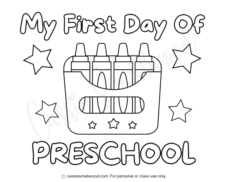 First Day Of Preschool Sign Coloring Page Cassie Smallwood