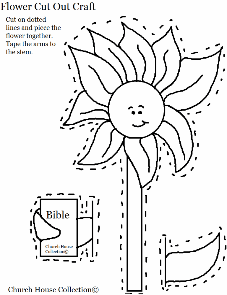 Flower Holding Bible Cutout Craft For Church Kids