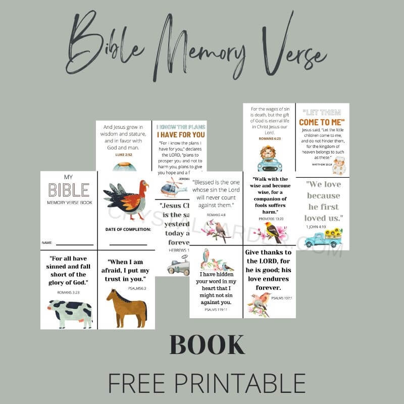 FREE Bible Memory Verse Booklet For Kids Printable Crystal Carder