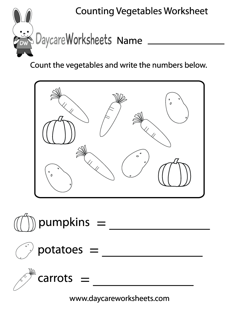 Free Counting Vegetables Worksheet For Preschool Free Counting Vegetables Worksheet For Preschool