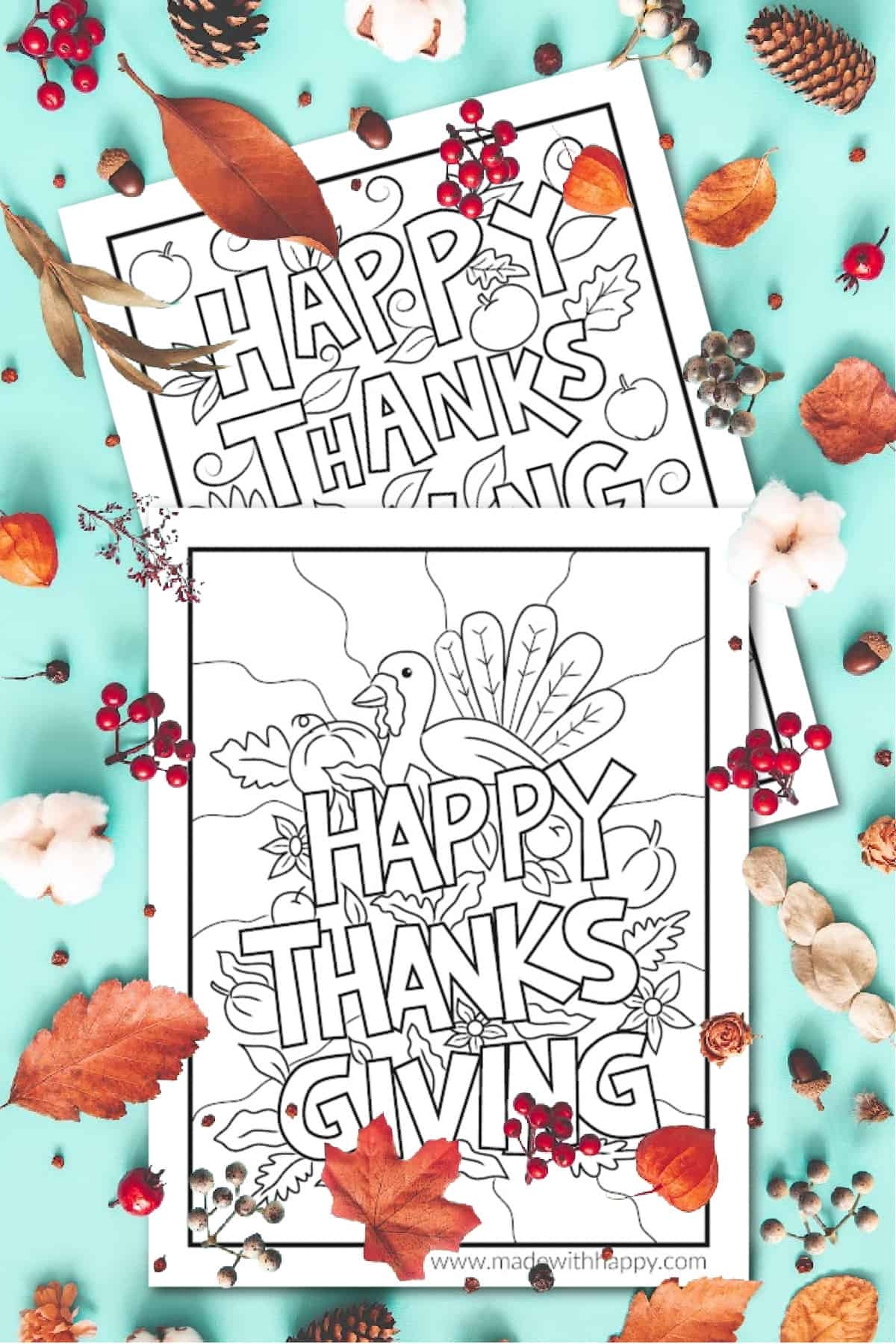 FREE Cute Thanksgiving Coloring Pages Made With HAPPY FREE Cute Thanksgiving Coloring Pages Made With HAPPY