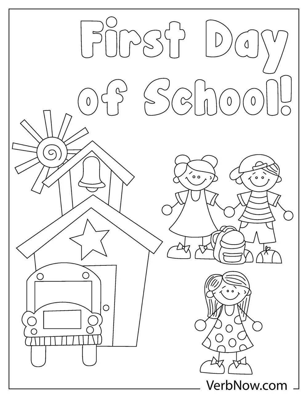 Free FIRST DAY OF SCHOOL Coloring Pages For Download Printable PDF 