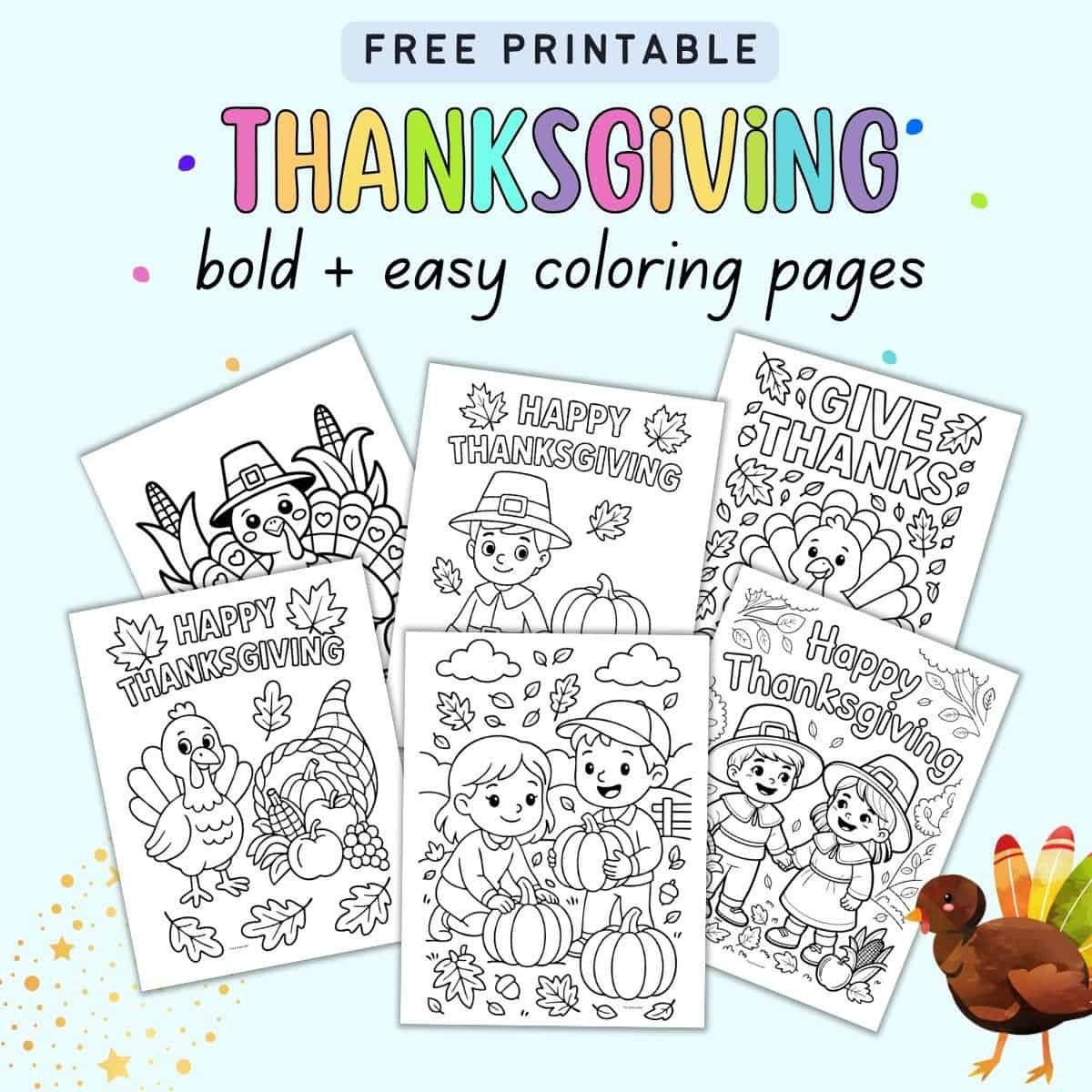 Free Printable Bold And Easy Thanksgiving Coloring Pages The Artisan Life