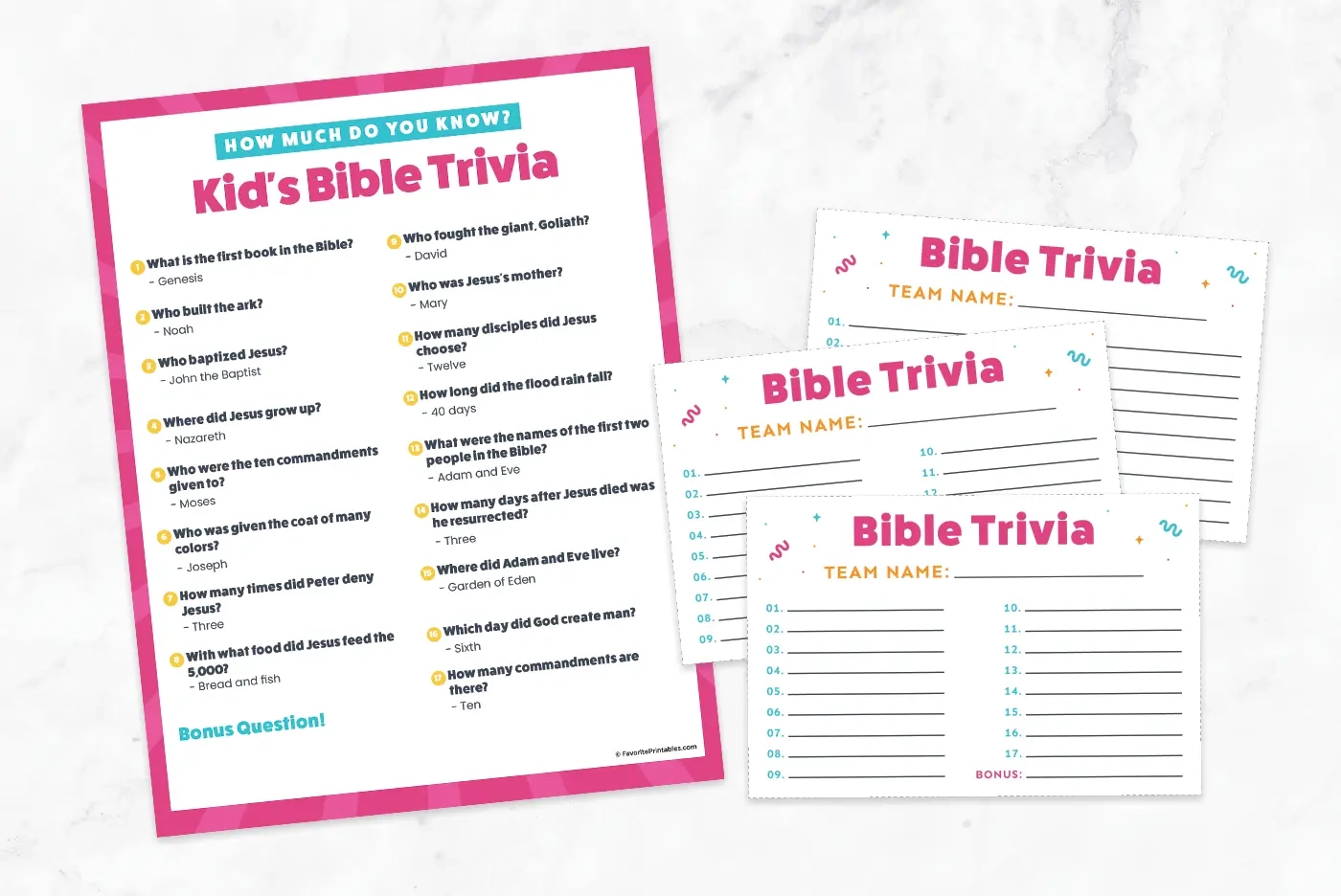 Free Printable Easy Bible Trivia For Kids Favorite Printables