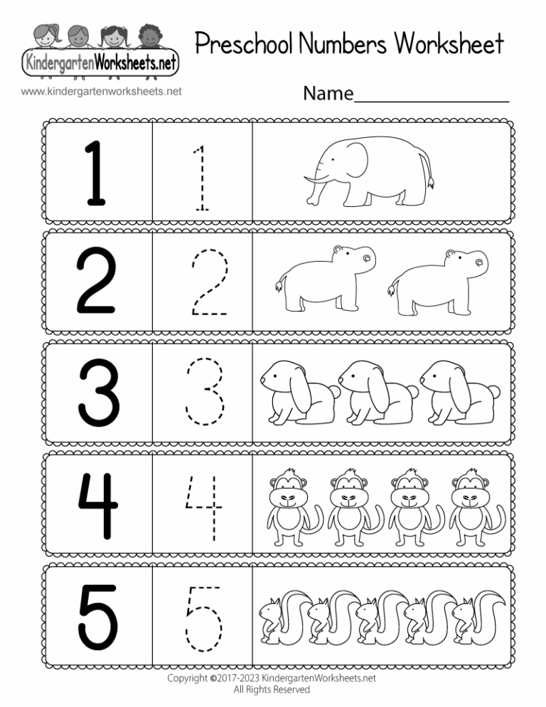Free Printable Preschool Numbers Worksheet Worksheets Library