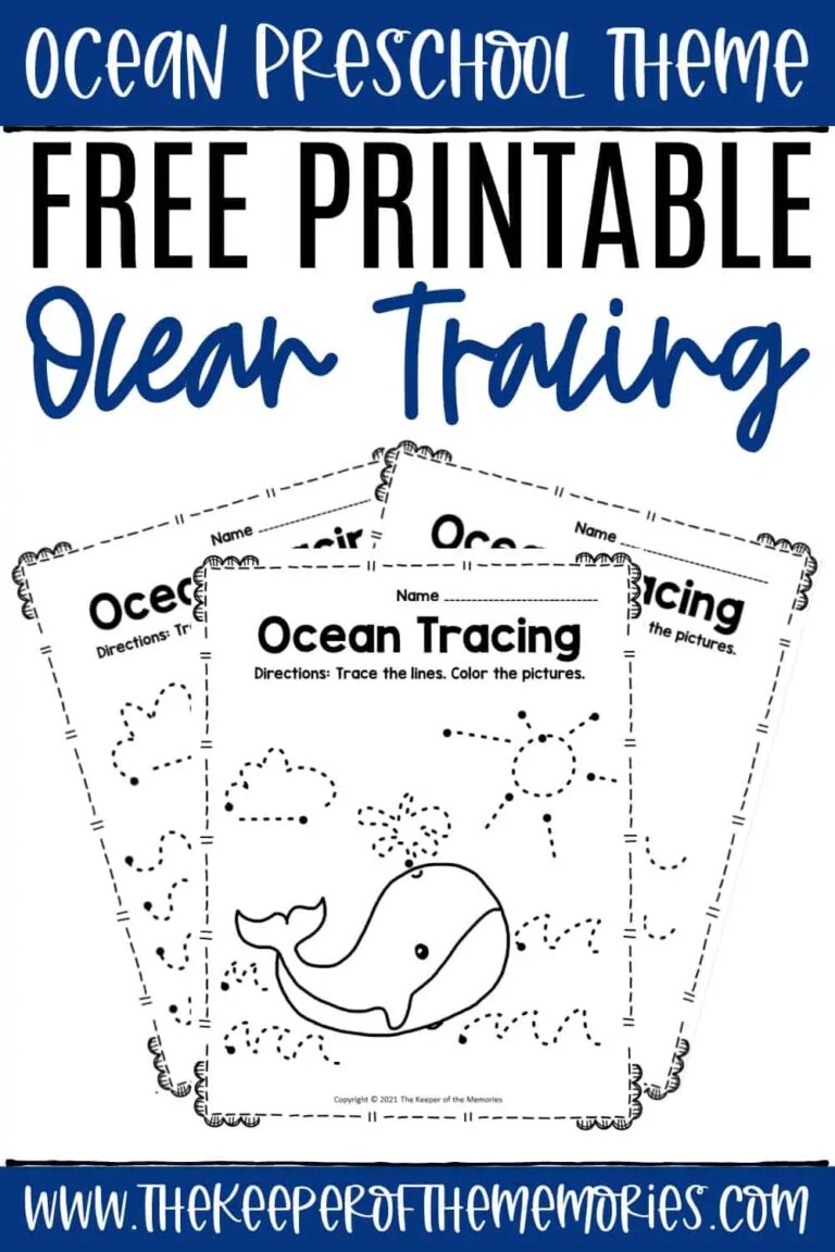 Free Printable Tracing Ocean Preschool Worksheets The Keeper Of 