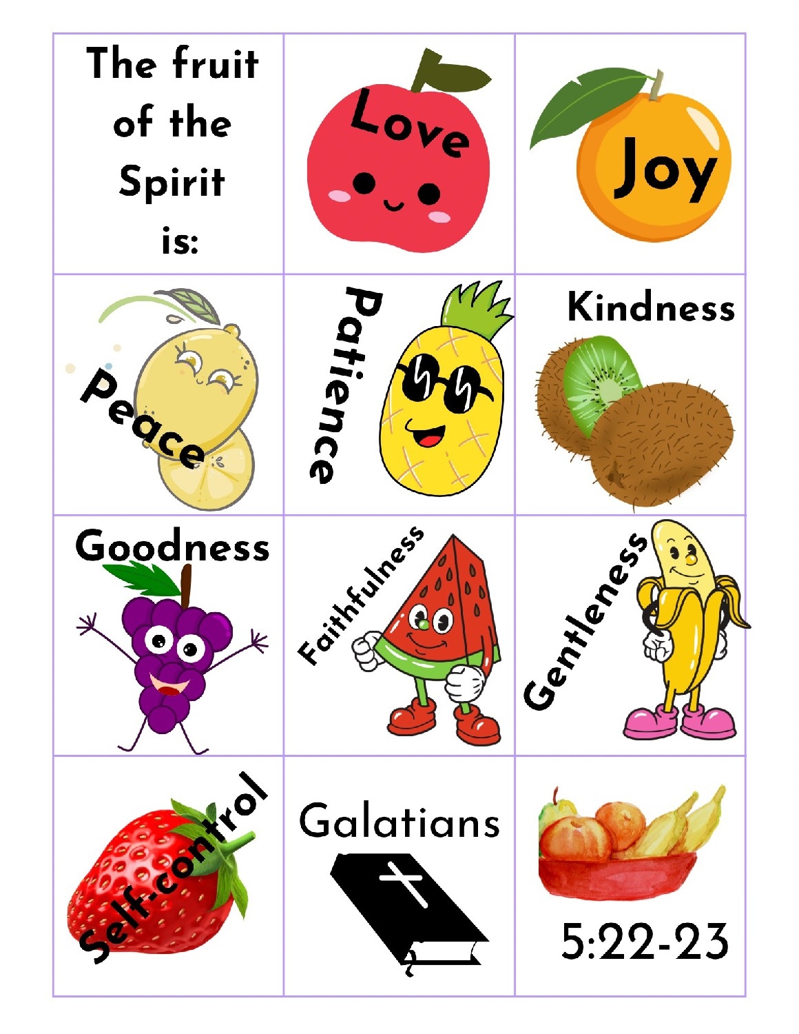 Fruit Of The Spirit Matching Game By Truth With Grace Printables Fruit Of The Spirit Matching Game By Truth With Grace Printables